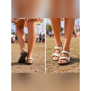 akaishi womens cream comfort orthopedic slingback sandals size 8 arch support